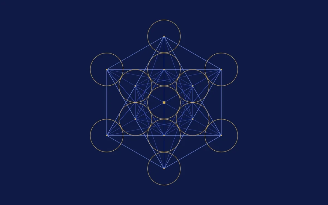 Metatrons Würfel in Gold auf Königsblau